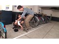駐輪場に停めてある清純女子校生の自転車のサドルにこっそり媚薬を塗り込んだら、自転車を漕ぎつつもアヘ顔でパンツにシミを作り、人目もはばからずサドルに股間を擦りつけ発情しだした！